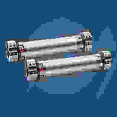  Two connection shafts from R+L Couplings on a blue background